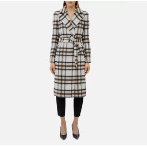 Mackage Sienna Wool-Blend Belted Coat In Plaid Print